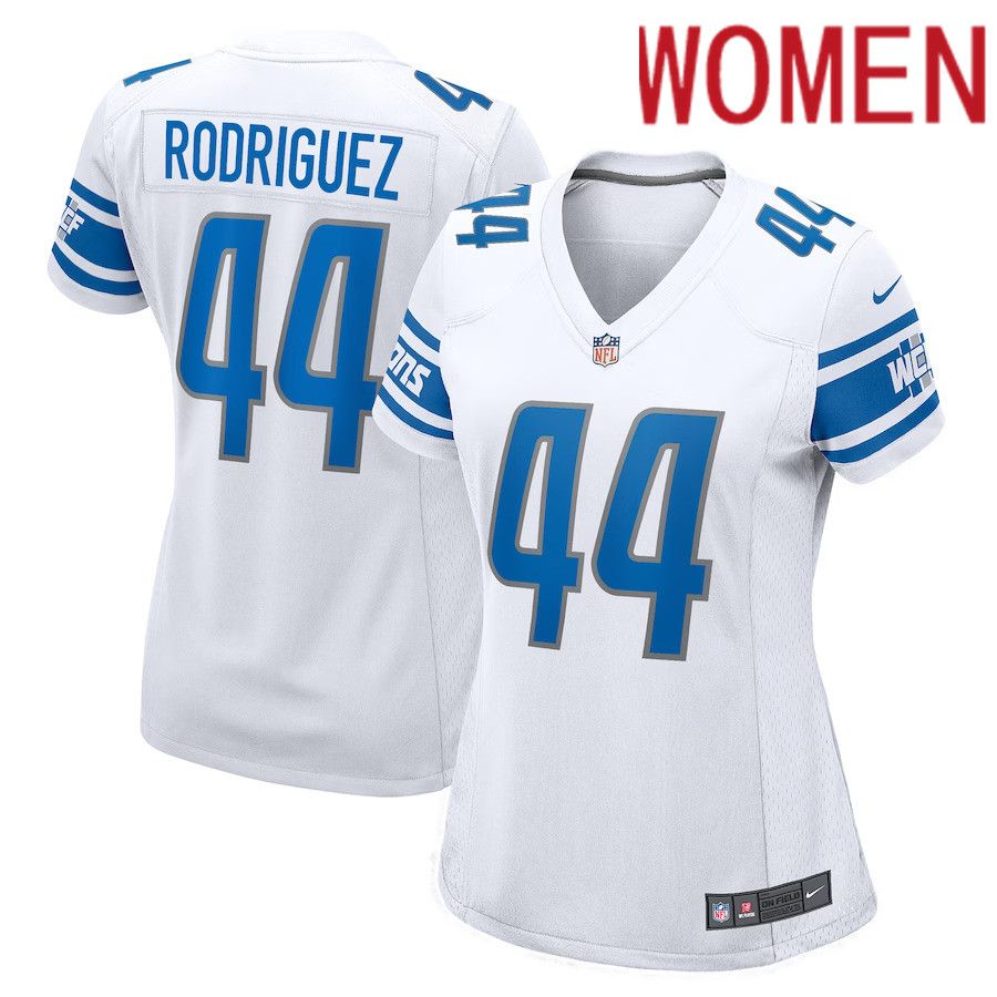 Women Detroit Lions #44 Malcolm Rodriguez Nike White Game Player NFL Jersey